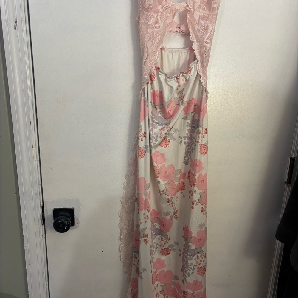 Floral Pink and Cream Lace Dress